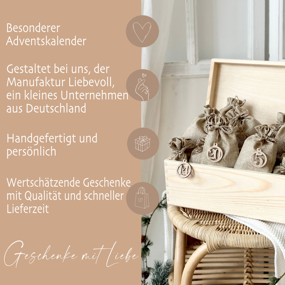 Adventskalender "Adventskerzen", Personalisierte Adventskiste zum Befüllen für die Weihnachtszeit