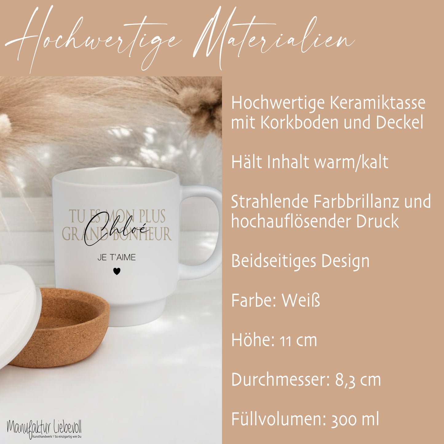 Geschenk Tasse Namen französisch, Kaffeetasse Tee Tasse Geburtstag, Je t'aime Geschenk Freundin Mama Geburtstagsgeschenk Valentinstag Frau