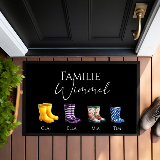 Fußmatte Personalisiert Gummistiefel Fussmatte Familie Türmatte Personalisiert Geschenk Schmutzfangmatte Fußmatte