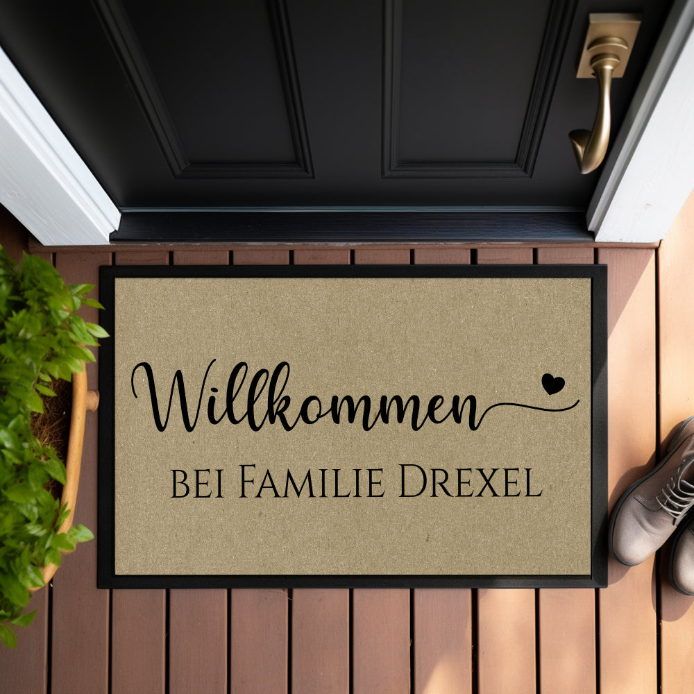 Fußmatte Willkommen Personalisierte Fußmatte mit Familiennamen Türmatte Schmutzfangmatte Geschenk Zuhause Familie