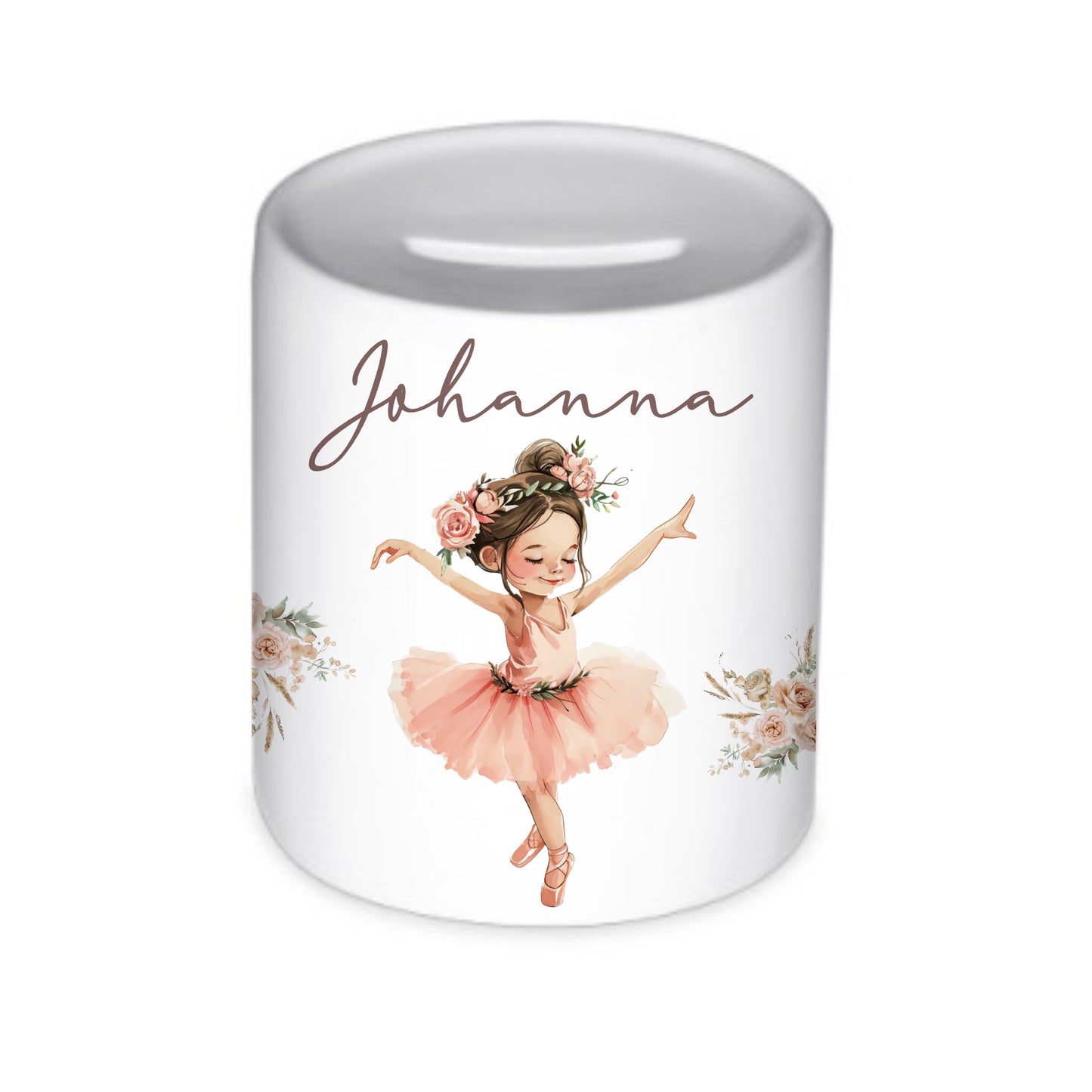 Spardose Ballerina mit Namen als Geschenk für Mädchen