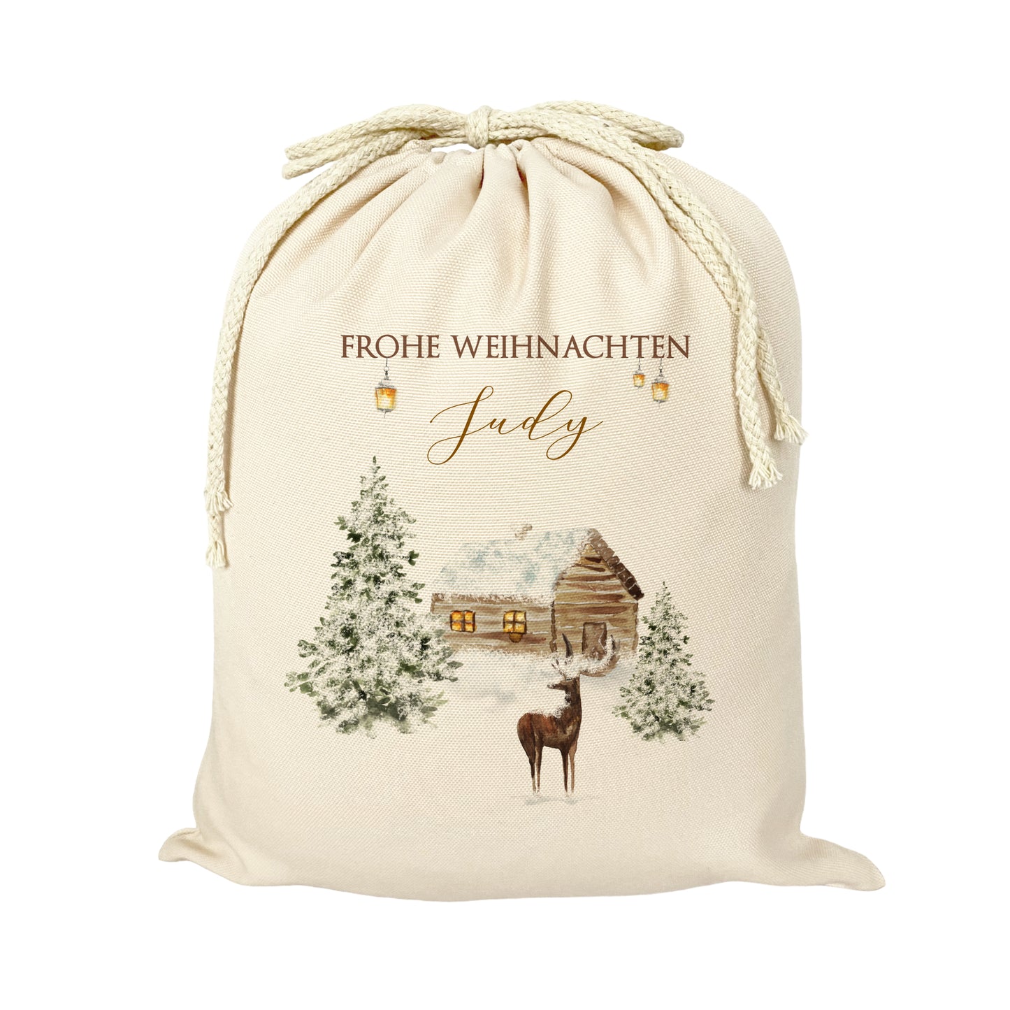 Geschenksack Namen Nikolaussack "Winterlandschaft" Kinder Erwachsene Weihnachtsmannsack