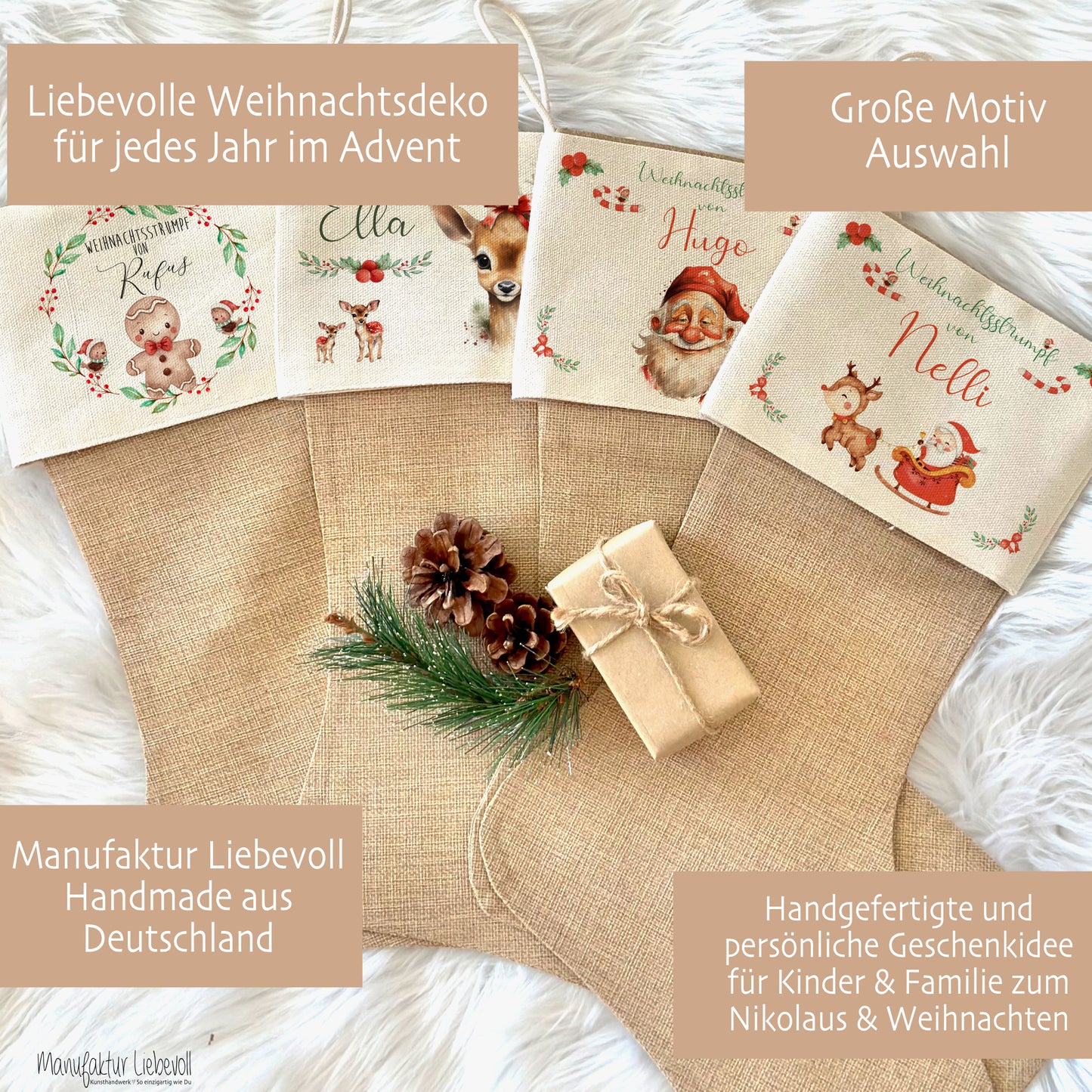 Nikolausstrumpf mit Namen als Kinder Geschenk Weihnachten