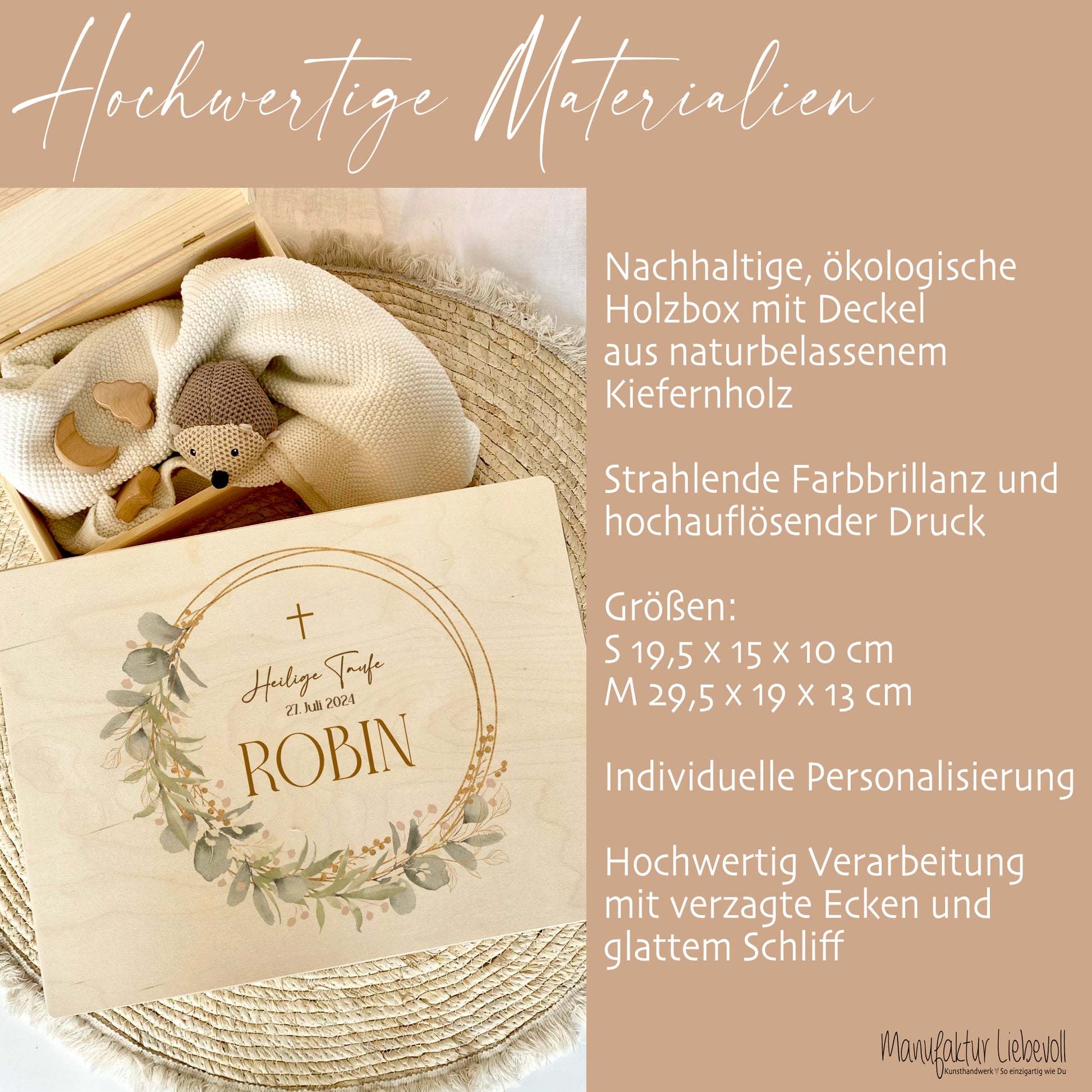 Erinnerungskiste Holzbox Geschenk Taufe mit Namen