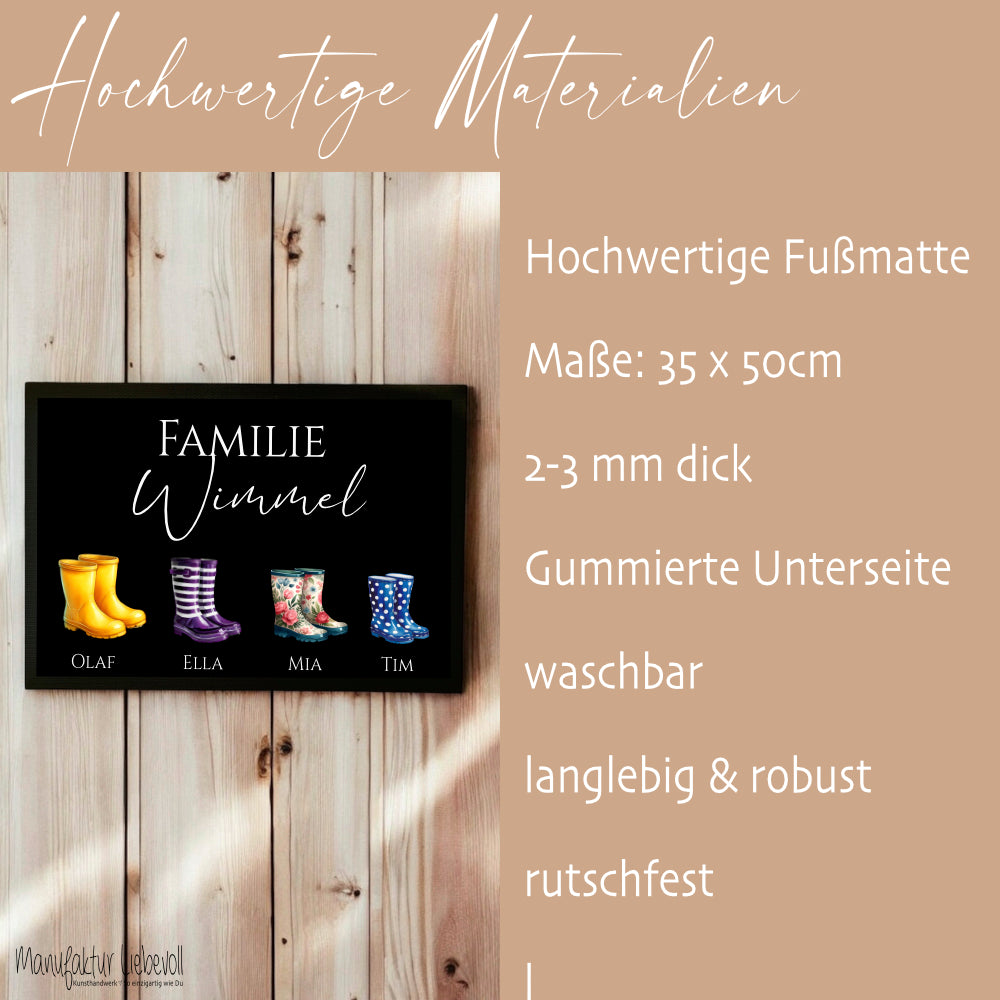 Fußmatte Personalisiert Gummistiefel Fussmatte Familie Türmatte Personalisiert Geschenk Schmutzfangmatte Fußmatte