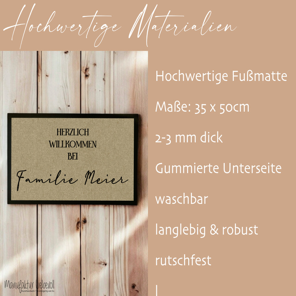 Fußmatte Herzlich Willkommen Personalisierte Fußmatte mit Namen Türmatte Schmutzfangmatte Geschenk Zuhause Familie