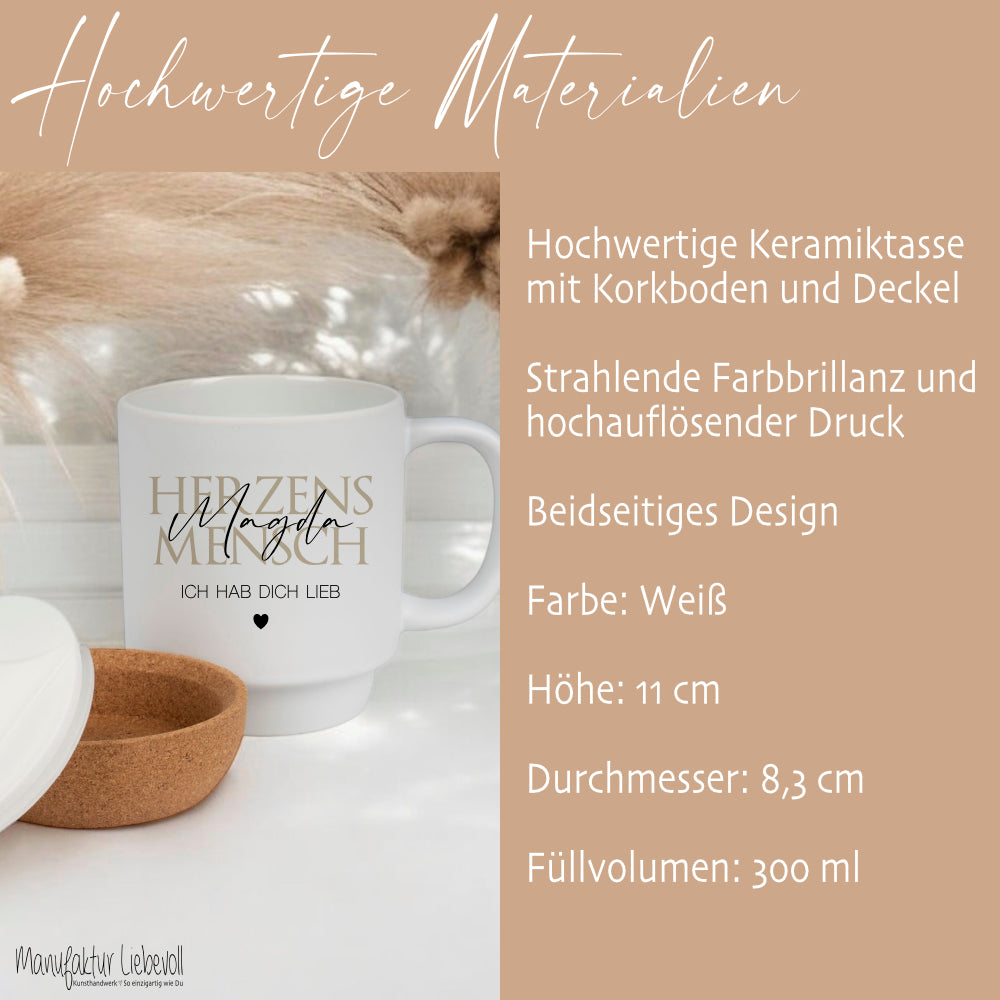 Herzensmensch Tasse Personalisiert Tasse mit Namen Kaffeetasse Herzensmensch Geschenk Beste Freundin Kaffeebecher Tasse