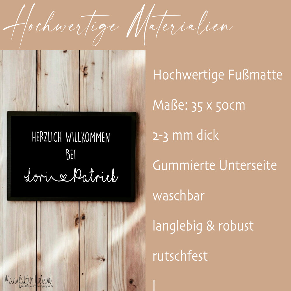 Personalisierte Fußmatte Herzlich Willkommen mit Namen Fussmatte Geschenk Umzug Zuhause Familie Hochzeit Fußmatte