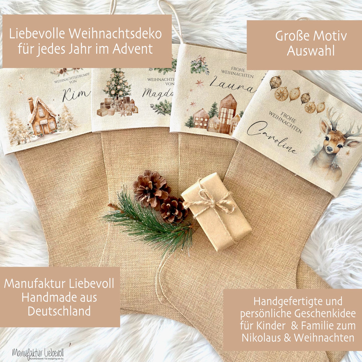 Nikolausstiefel personalisiert Nikolausstrumpf Kinder Erwachsene Weihnachtsstrumpf Name Weihnachtsstiefel Nikolaussocke Weihnachtsgeschenk