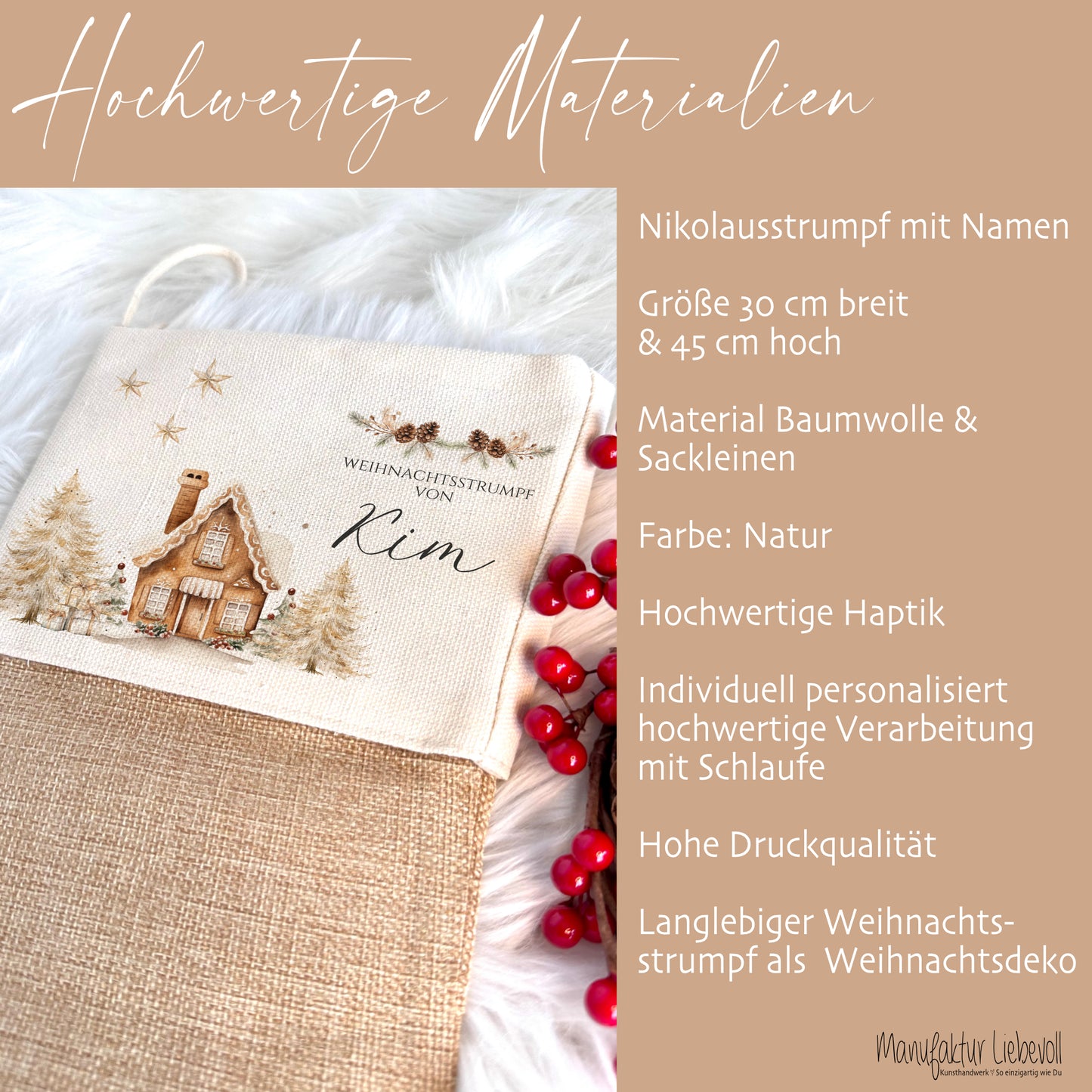 Nikolausstiefel personalisiert Boho Nikolausstrumpf Erwachsene Weihnachtsstrumpf Name Weihnachtsstiefel Weihnachtsgeschenk