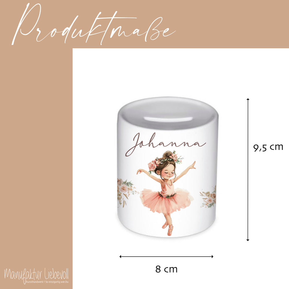 Spardose Ballerina mit Namen als Geschenk für Mädchen