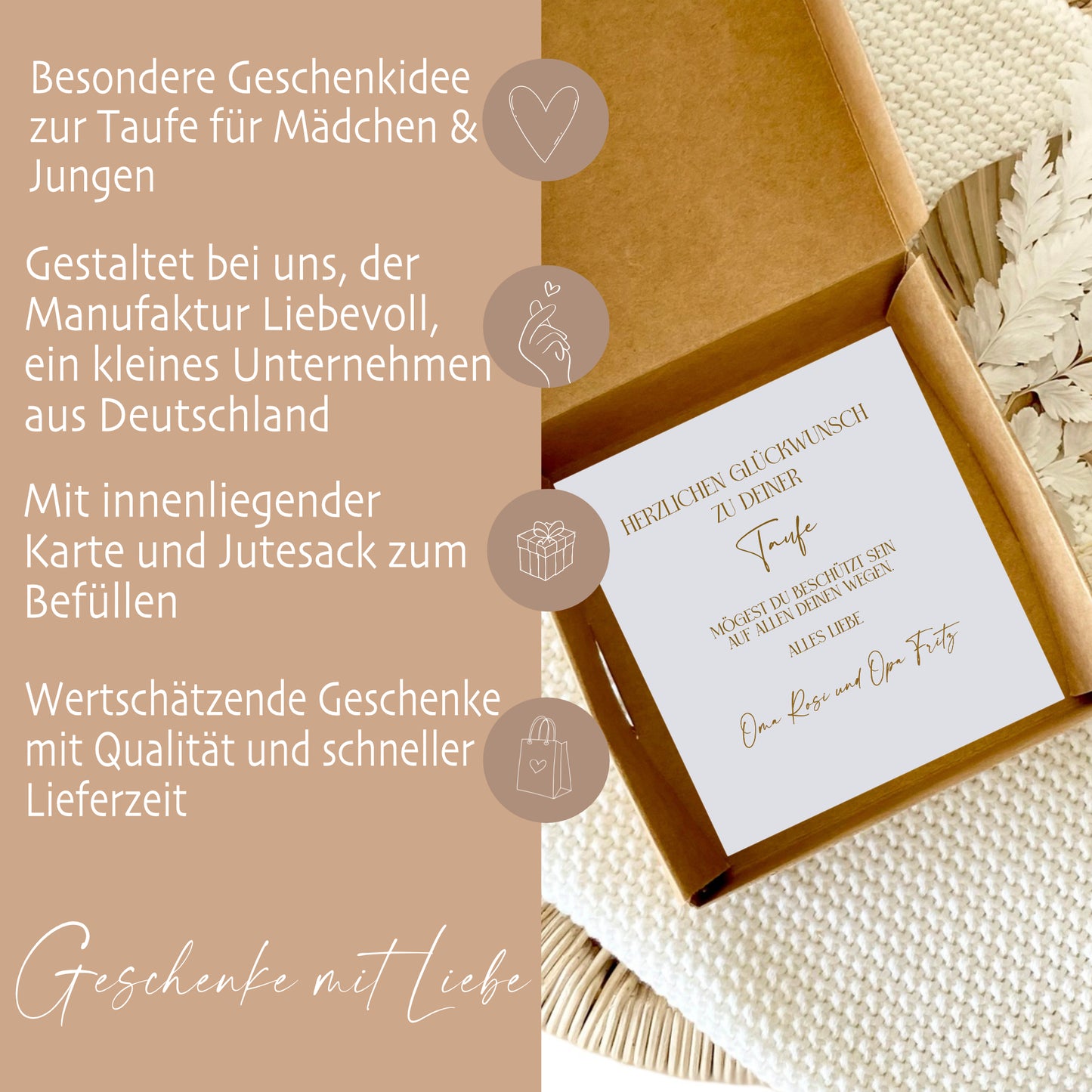 Geschenkschachtel Taufe mit Namen Taufkarte als Taufgeschenk