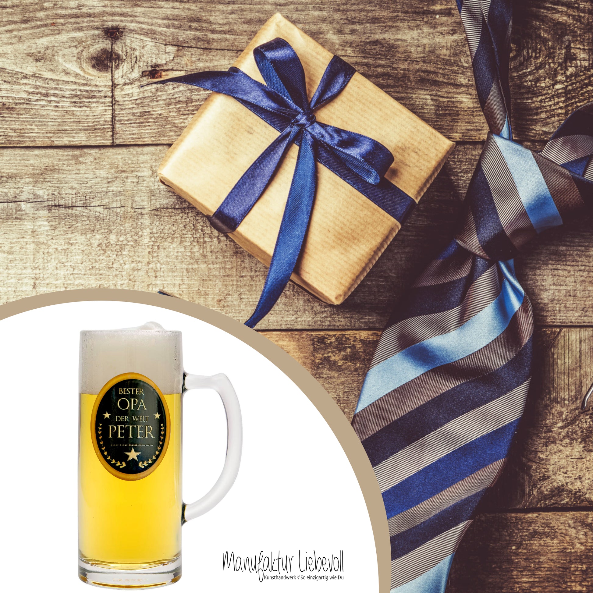 Bierglas Gravur Geschenk Opa personalisiert Name Geburtstag Bierkrug Bierhumpen von Enkel Geburtstagsgeschenk Großvater I Manufaktur Liebevoll