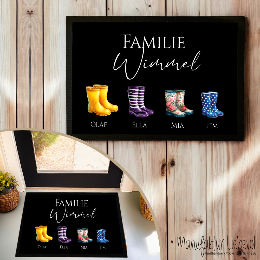 Fußmatte Personalisiert Gummistiefel Fussmatte Familie Türmatte Personalisiert Geschenk Schmutzfangmatte Fußmatte