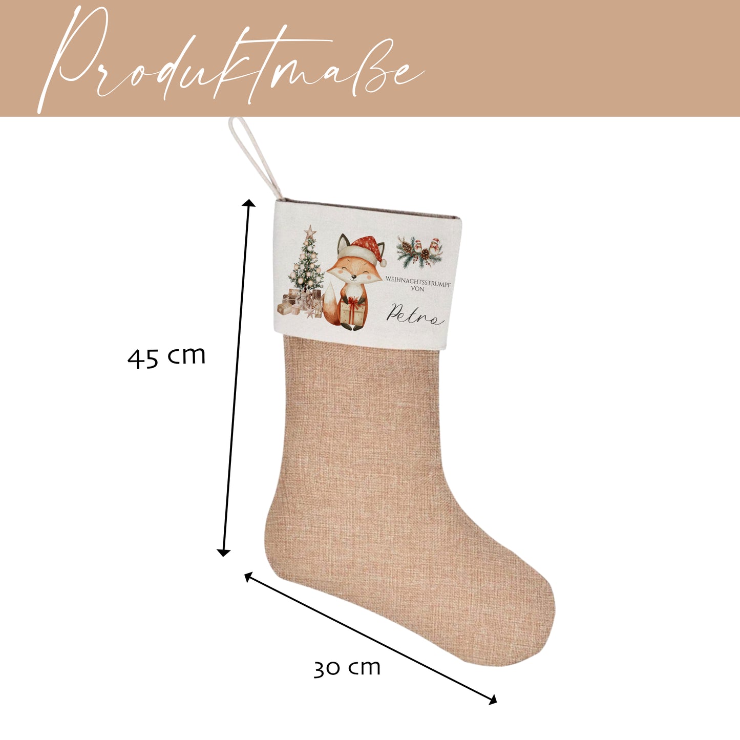 Nikolausstrumpf Nikolausstiefel personalisiert Kinder Weihnachtsstrumpf Fuchs Mädchen Jungen Name Weihnachtsstiefel Nikolaussocke