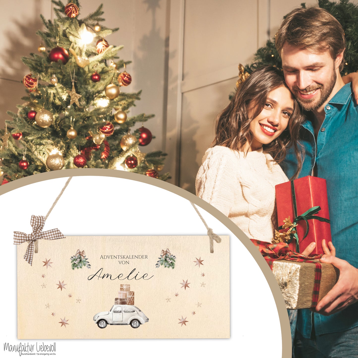 Adventskalender mit Namen Befüllen Boho Stoff Adventskalender "Auto" Advent Kalender Geschenk Frauen Männer Kinder Familie