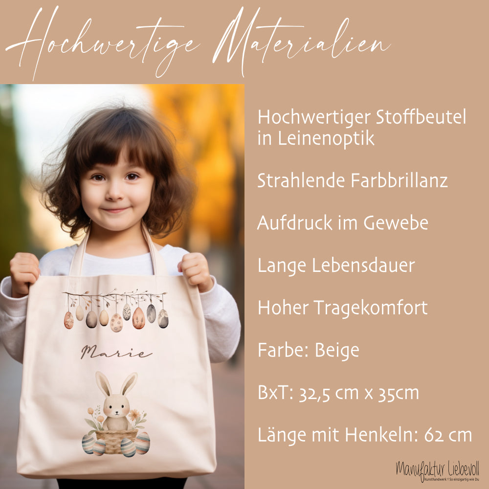 Personalisierter Osterbeutel mit Osterhasen für Kinder, Kinderbeutel zu Ostern