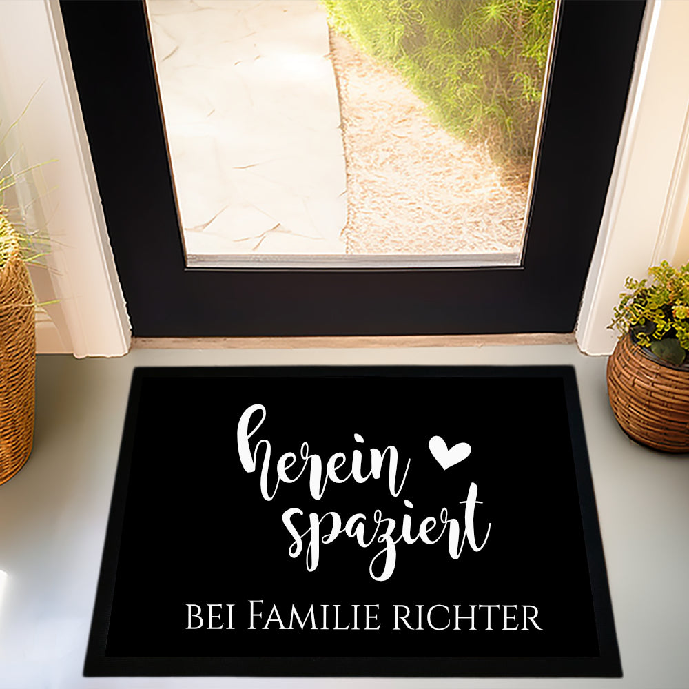 Personalisierte Fußmatte Hereinspaziert Fußmatte mit Namen Schmutzfangmatte Türmatte Geschenk Fussmatte Zuhause Familie