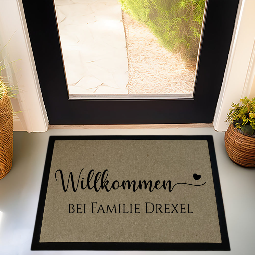 Fußmatte Willkommen Personalisierte Fußmatte mit Familiennamen Türmatte Schmutzfangmatte Geschenk Zuhause Familie