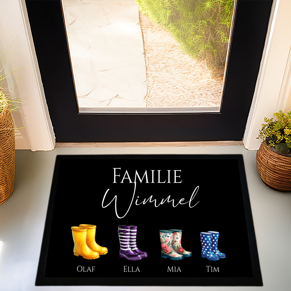 Fußmatte Personalisiert Gummistiefel Fussmatte Familie Türmatte Personalisiert Geschenk Schmutzfangmatte Fußmatte