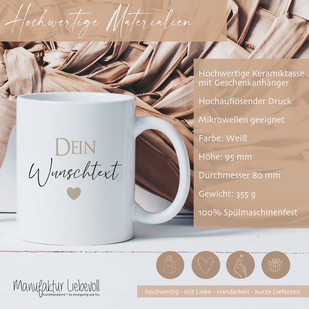 Tasse personalisiert, Kaffeetasse mit Wunschtext, Namen aus Keramik