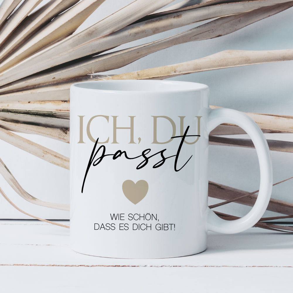 Tasse "Ich Du passt" Geschenk Paare Verliebte Kaffeetasse mit Spruch