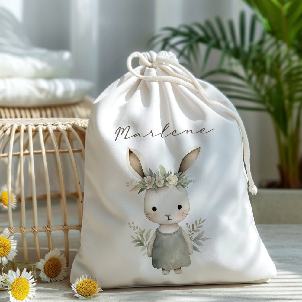 Geschenksack Ostern Osterhase Name Ostertüte zum Befüllen Stoff Ostergeschenke für Baby Kind Osterbeutel Geschenkbeutel