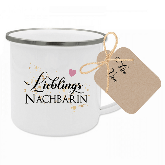 Nette Aufmerksamkeit für die Nachbarin | Tasse mit Schriftzug "Lieblingsnachbarin" | Originelles Geschenk um Danke zu sagen | 12 Motivvarianten zur Auswahl